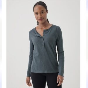 New Pact Ore Featherlight Slub Henley Long Sleeve Top